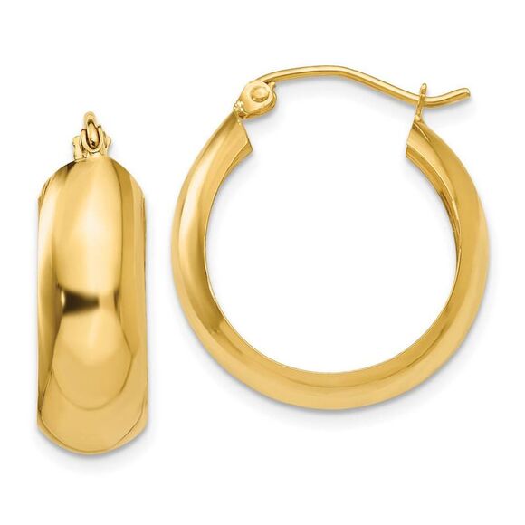 7mm x 21mm 14k Yellow Gold Half Round Open Back Hoop Earrings